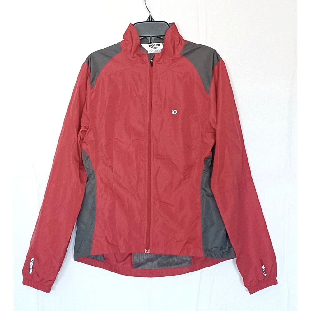 PEARL iZUMi Women's M Cycling Windbreaker Jacket Red/Gray Full Zip Pockets
